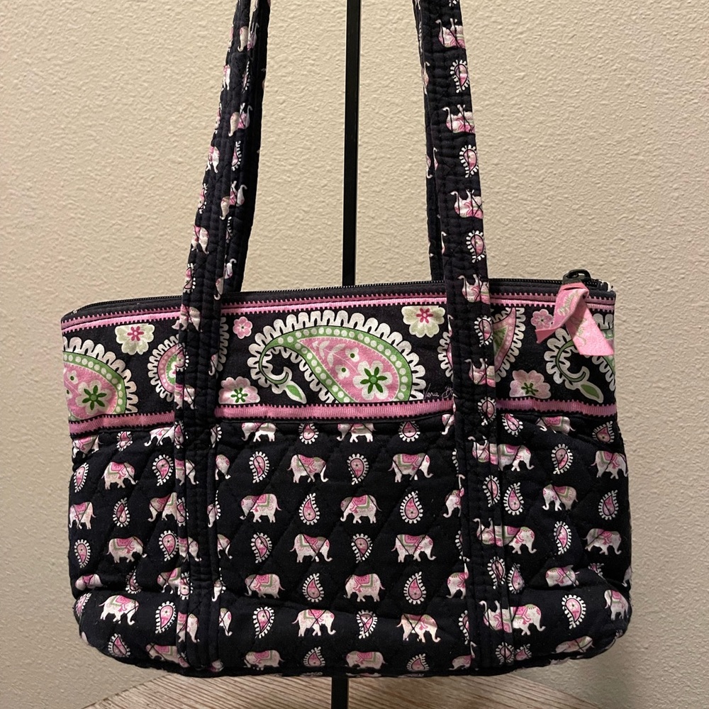 Vera Bradley Pink Elephants Tote Purse Bag Handbag Retired Print